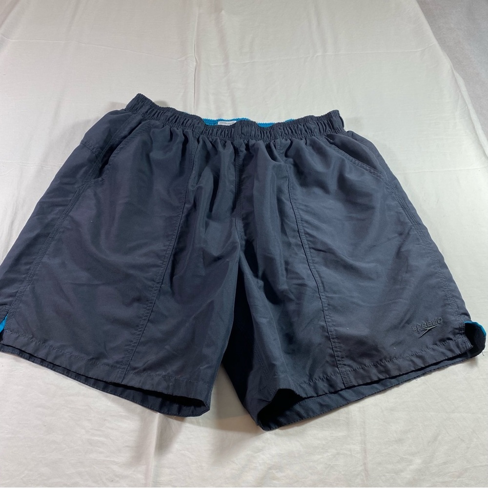 Speedo Athletic Shorts Mesh Liner Swimsuit Shorts Gray XL Zip Pockets Men’s